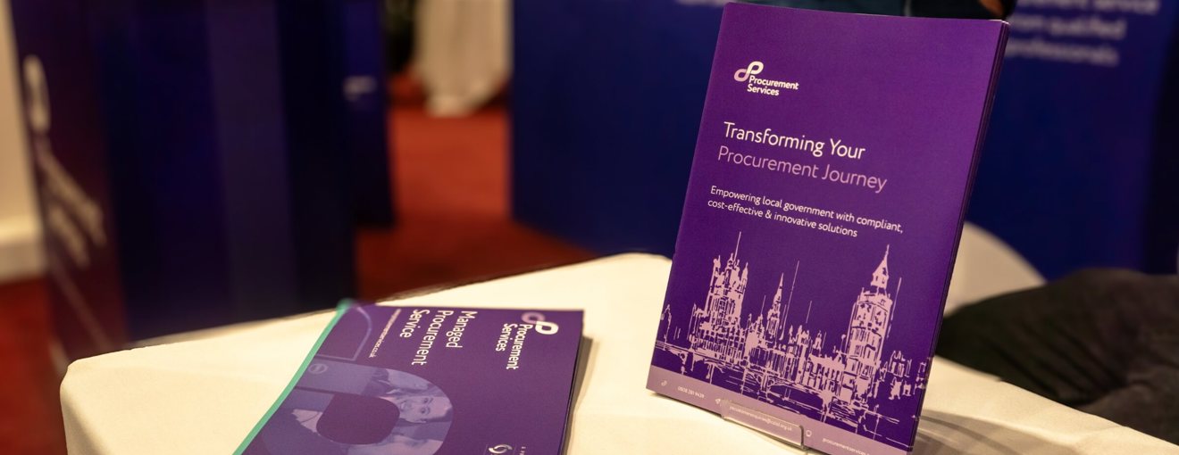 Procurement services merchandise at an event stand