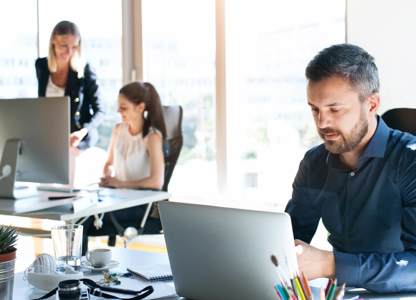 People working in an office setting