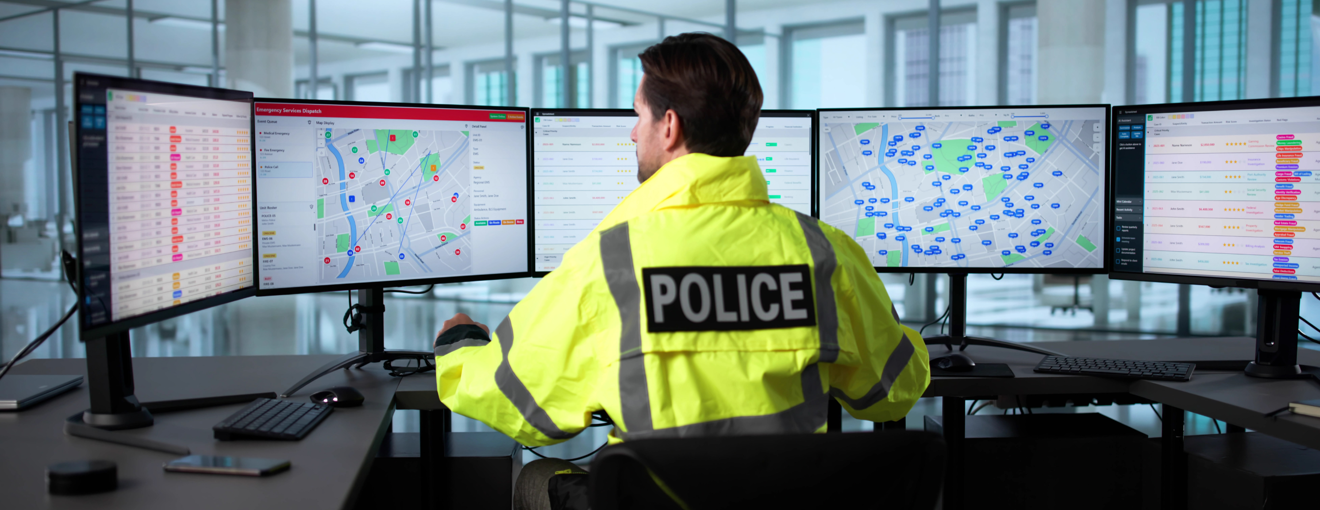 Police officer analysing data